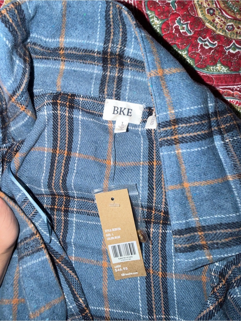 BKE Blue and Tan Plaid Lightweight Shirt Jacket - Picture 2 of 2
